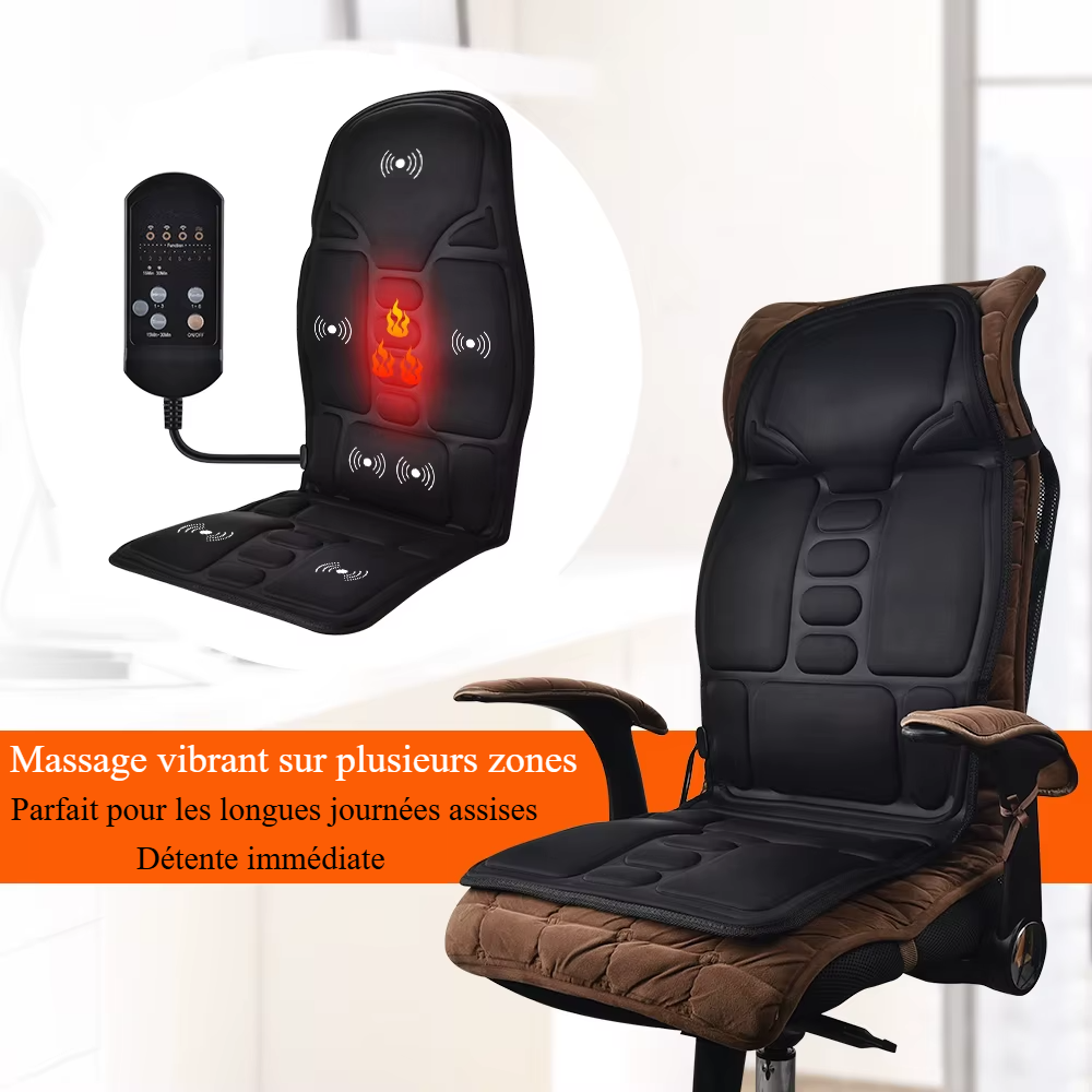 Maison Shiatsu SeatRelief™ : Coussin siège massage chauffant dos complet pour maison et voiture
