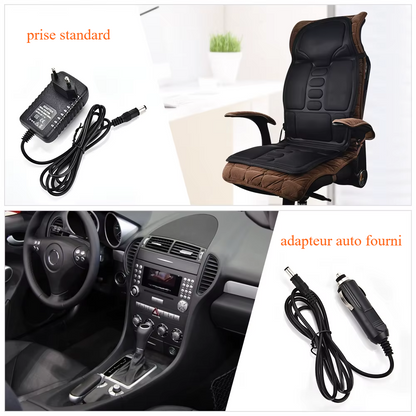 Maison Shiatsu SeatRelief™ : Coussin siège massage chauffant dos complet pour maison et voiture
