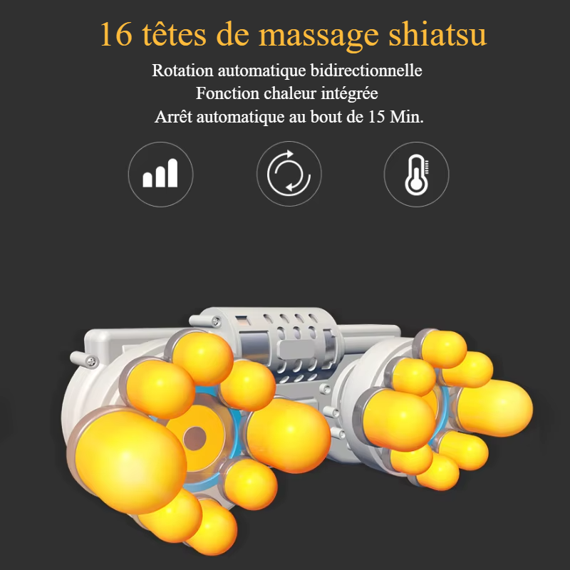 Maison Shiatsu SleepRelief™ : Oreiller cervical massage shiatsu chauffant pour détente et sommeil