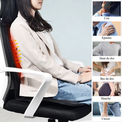 Maison Shiatsu SeatRelief™ : Coussin siège massage chauffant dos complet pour maison et voiture